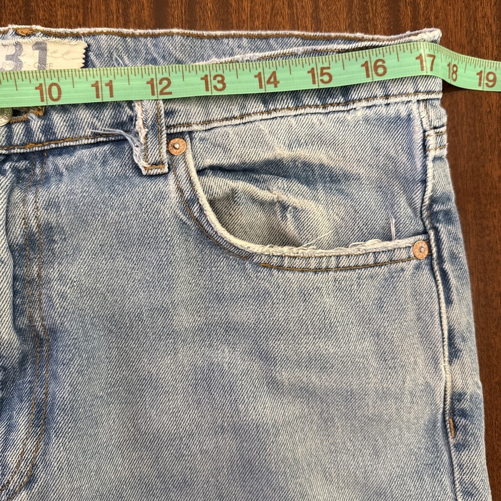 We The Free People Jeans Size 31 Blue High Rise Vixen Distressed Denim Straight - Picture 6 of 8